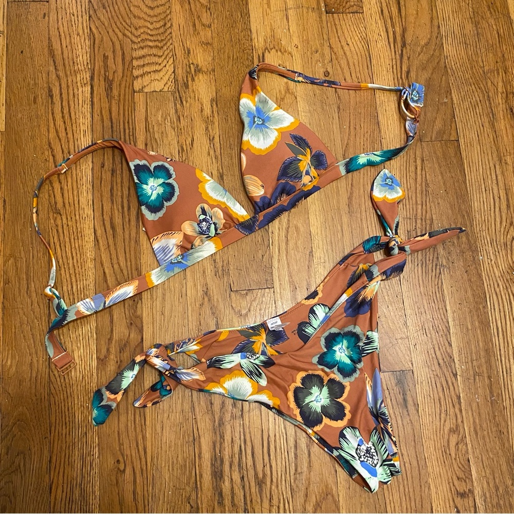 Aerie Floral Bikini Set in Orange and Blue
